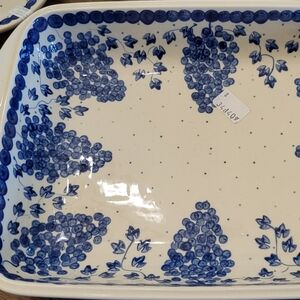 Blue and White Floral Ceramic Dish